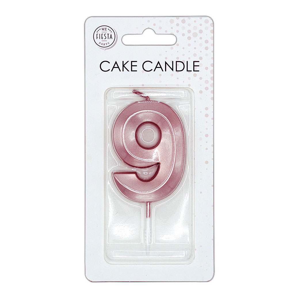 Bougie gâteau 6 cm Or rose métallisé n° 9