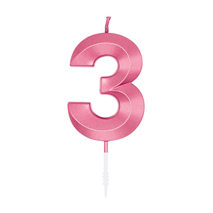 Taartkaars 6cm Metallic Licht Roze no. 3