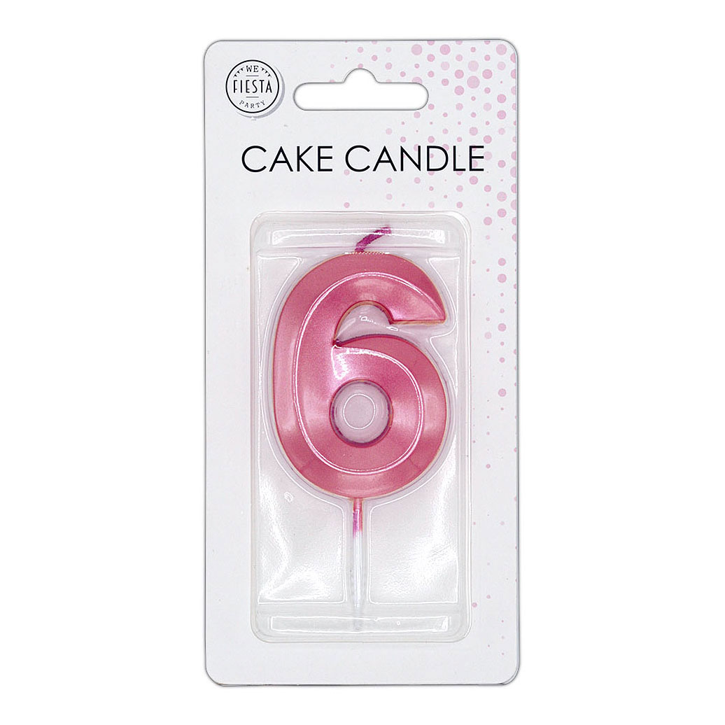 Taartkaars 6cm Metallic Licht Roze no. 6