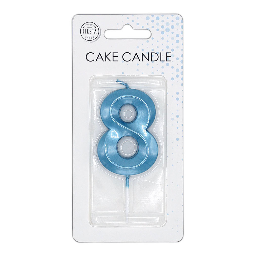 Taartkaars 6cm Metallic Licht Blauw no. 8