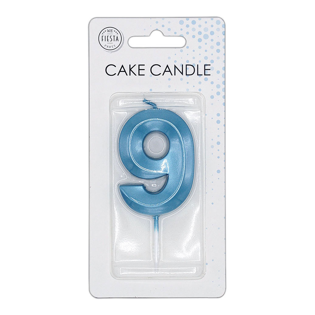 Taartkaars 6cm Metallic Licht Blauw no. 9