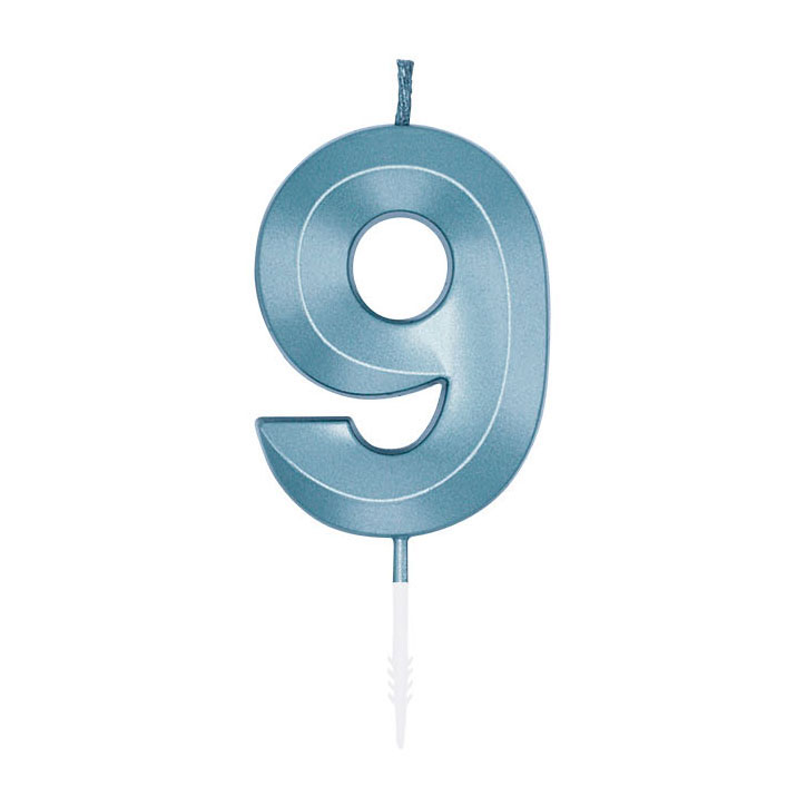 Taartkaars 6cm Metallic Licht Blauw no. 9