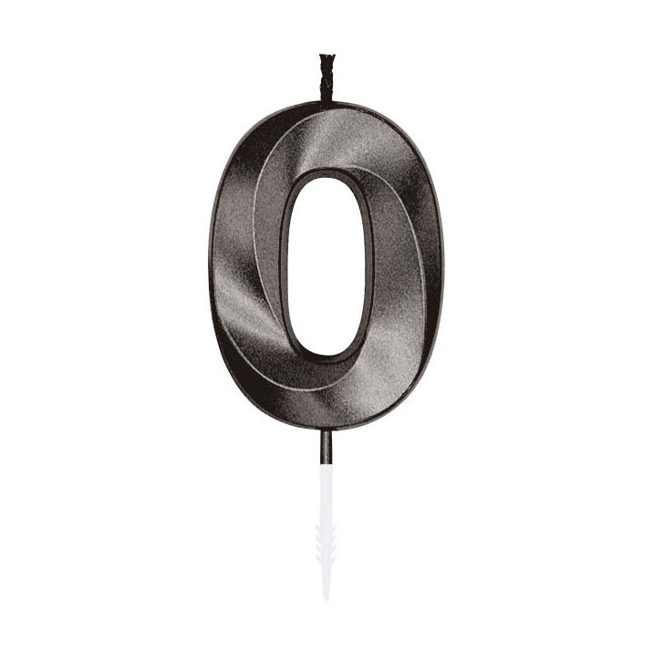 Taartkaars 6cm Metallic Zwart no. 0