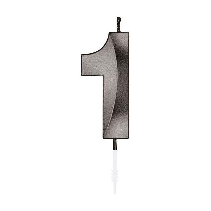 Taartkaars 6cm Metallic Zwart no. 1