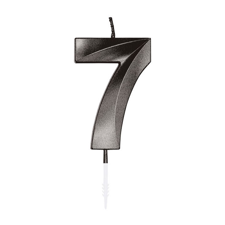 Taartkaars 6cm Metallic Zwart no. 7