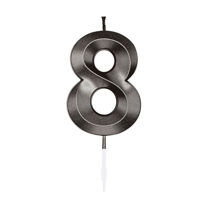 Kuchenkerze 6 cm, Metallic-Schwarz, Nr. 8