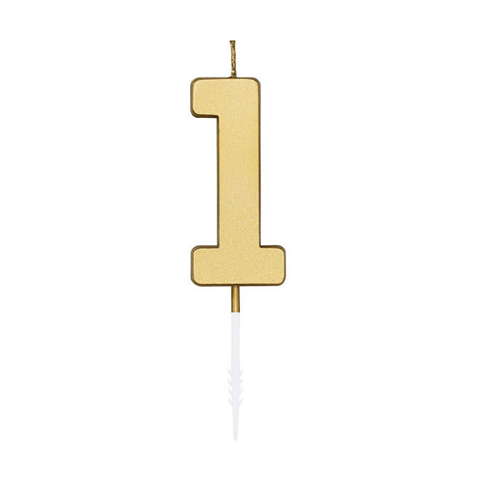 Taartkaars 4,5cm Metallic Goud no. 1