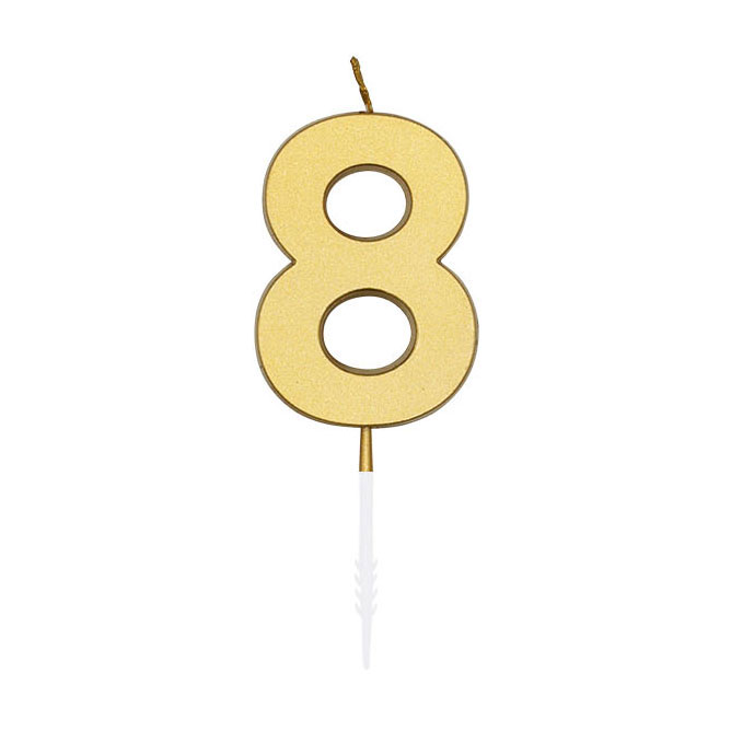 Kuchenkerze 4,5 cm, Metallic-Gold, Nr. 8