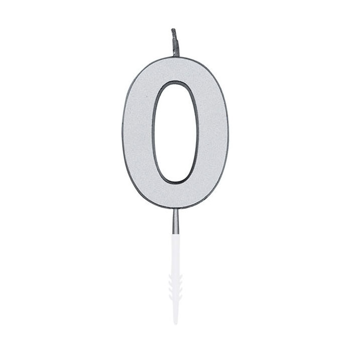 Taartkaars 4,5cm Metallic Zilver no. 0
