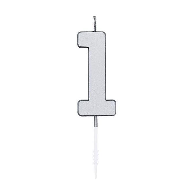 Kuchenkerze 4,5 cm, Metallic-Silber, Nr. 1