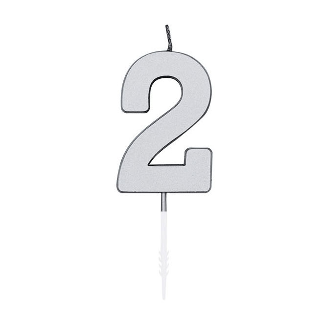 Taartkaars 4,5cm Metallic Zilver no. 2