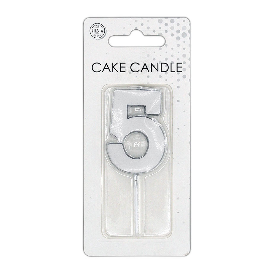 Bougie gâteau 4,5 cm Argent métallisé n° 5