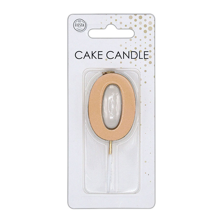 Bougie gâteau 4,5 cm Or rose métallisé n° 0