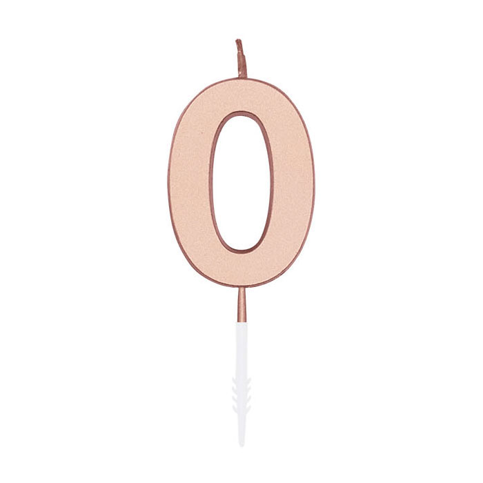 Bougie gâteau 4,5 cm Or rose métallisé n° 0