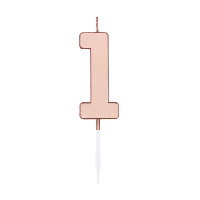 Taartkaars 4,5cm Metallic Rose Goud no. 1