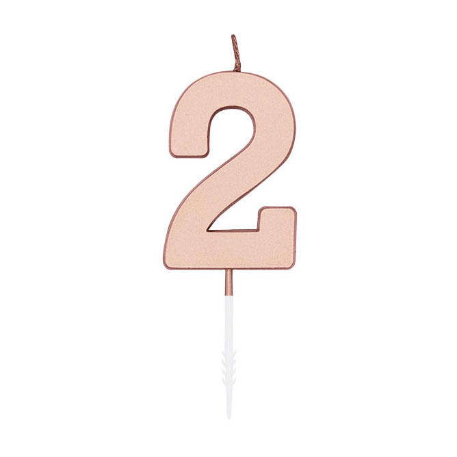 Taartkaars 4,5cm Metallic Rose Goud no. 2