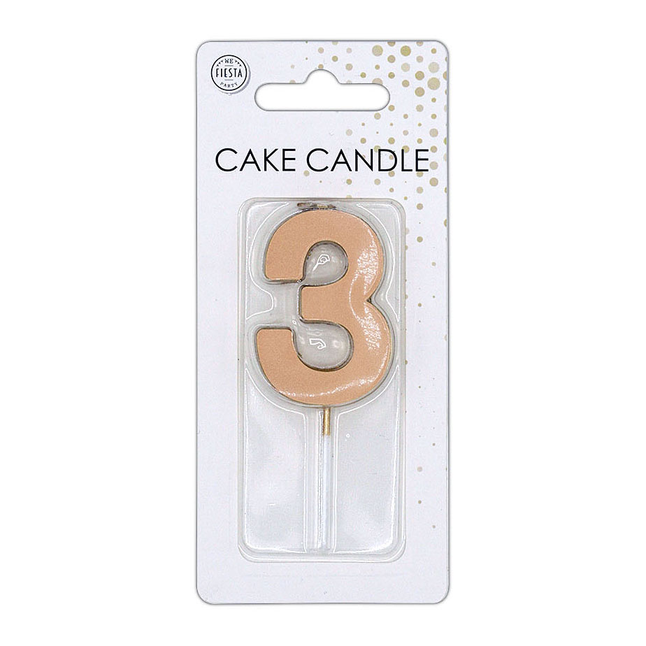 Taartkaars 4,5cm Metallic Rose Goud no. 3