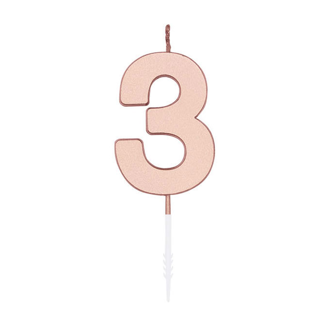 Taartkaars 4,5cm Metallic Rose Goud no. 3