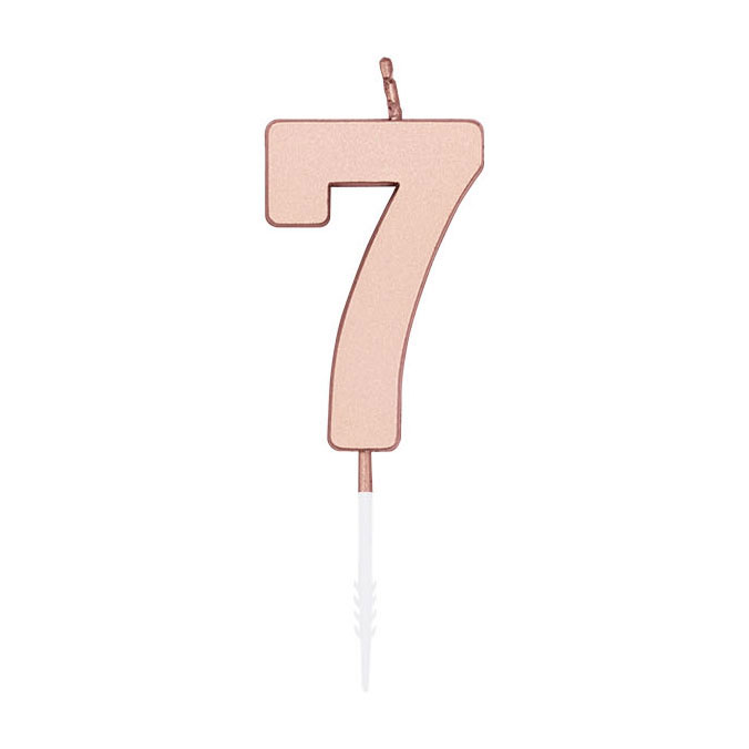 Kuchenkerze 4,5 cm, Metallic-Roségold, Nr. 7