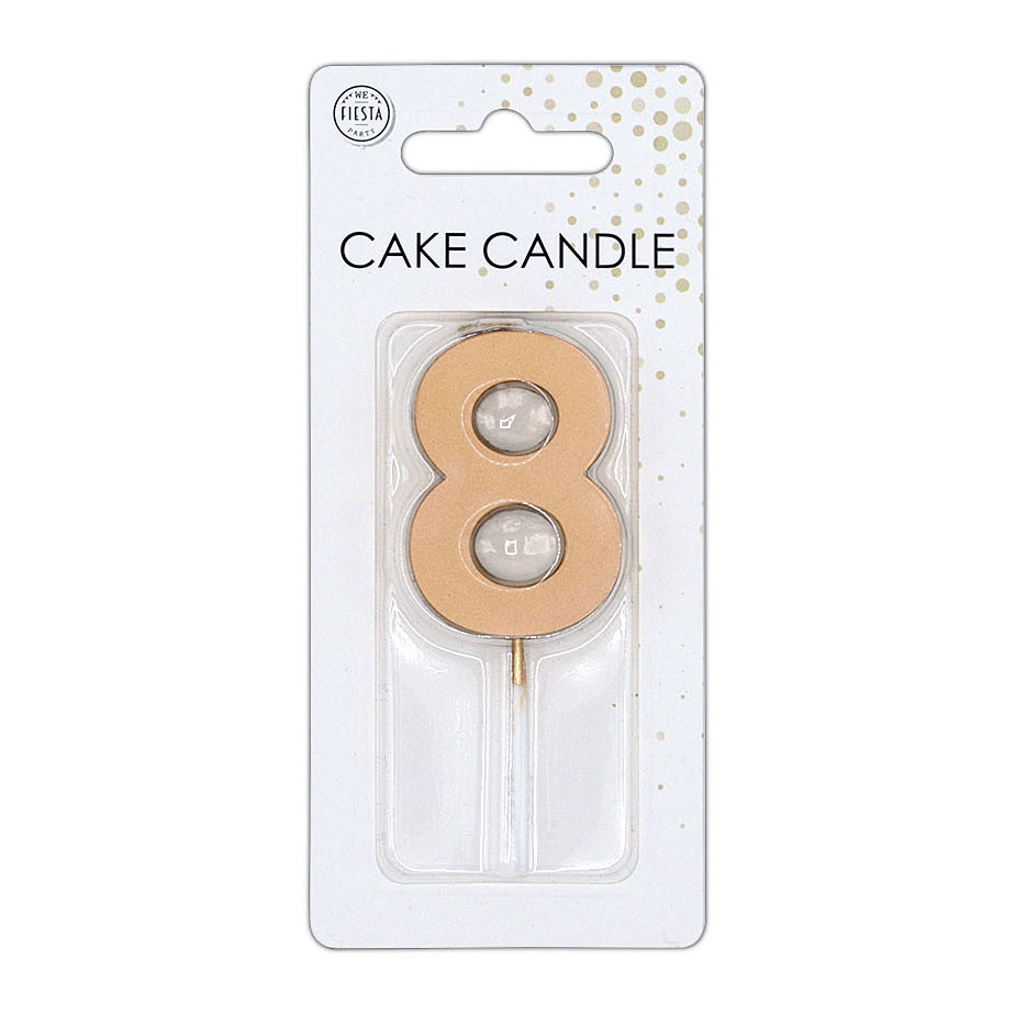 Bougie gâteau 4,5 cm Or rose métallisé n° 8