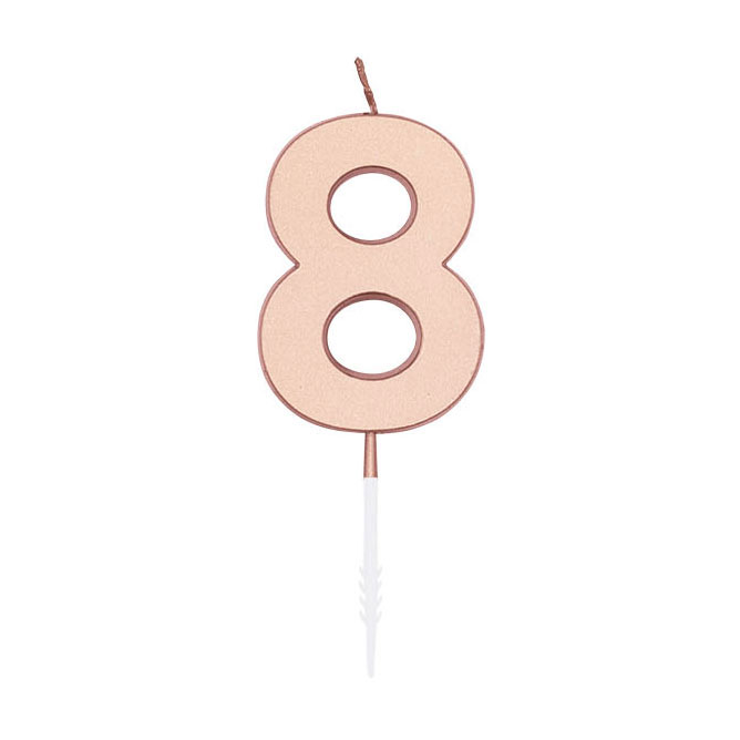 Bougie gâteau 4,5 cm Or rose métallisé n° 8