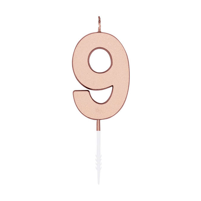 Kuchenkerze 4,5 cm, Metallic-Roségold, Nr. 9