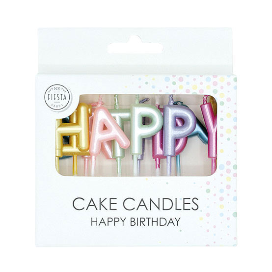 Bougies pour gâteau « Joyeux anniversaire » aux couleurs pastel