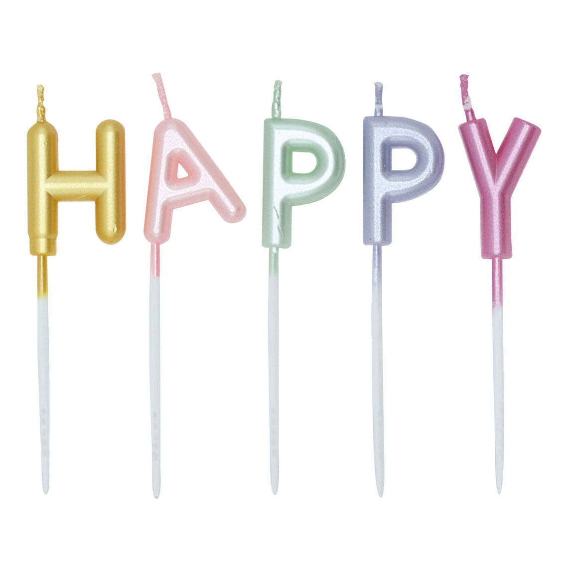 Bougies pour gâteau « Joyeux anniversaire » aux couleurs pastel