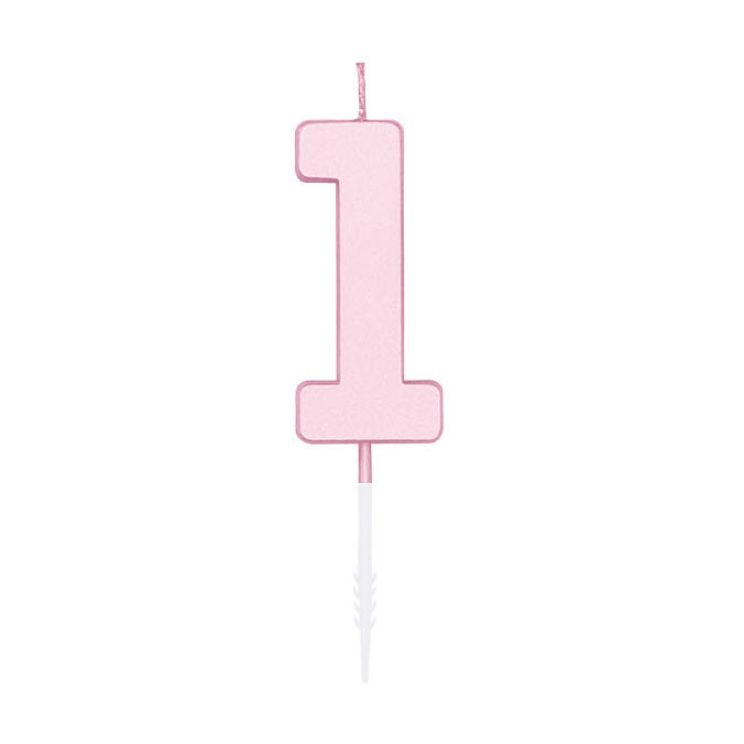 Bougie gâteau 4,5 cm Rose pastel n° 1