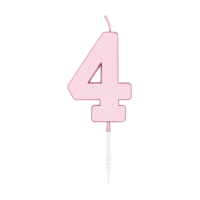 Taartkaars 4,5cm Pastel Roze no. 4
