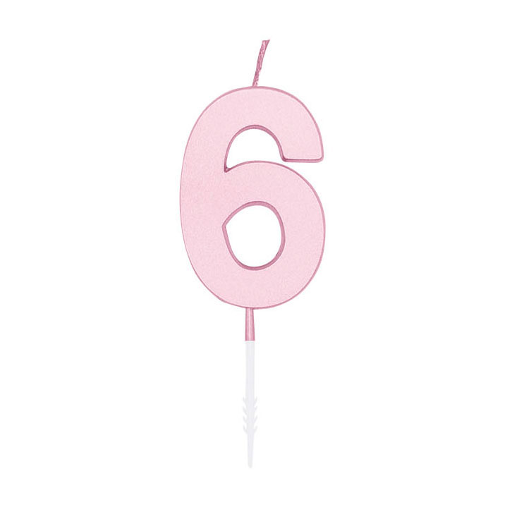 Taartkaars 4,5cm Pastel Roze no. 6