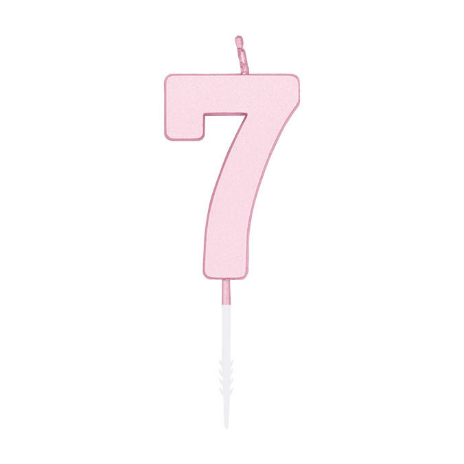 Taartkaars 4,5cm Pastel Roze no. 7