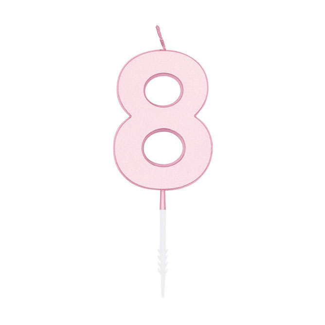 Taartkaars 4,5cm Pastel Roze no. 8
