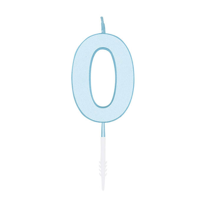 Bougie gâteau 4,5 cm Bleu pastel n° 0