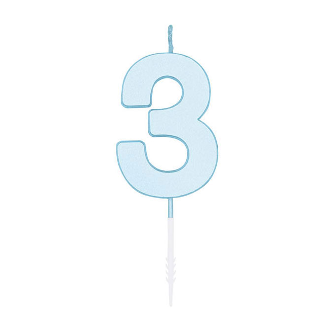 Bougie gâteau 4,5 cm Bleu pastel n° 3