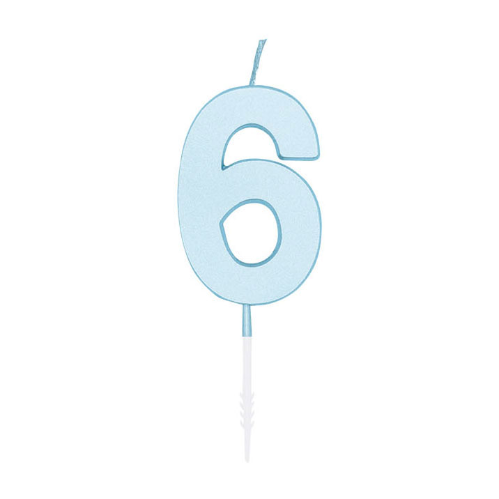 Taartkaars 4,5cm Pastel Blauw no. 6