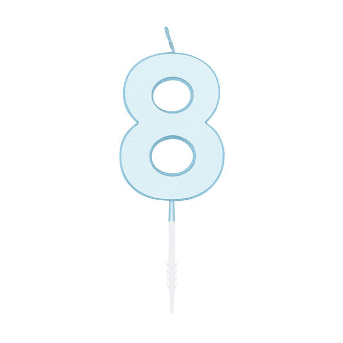 Taartkaars 4,5cm Pastel Blauw no. 8