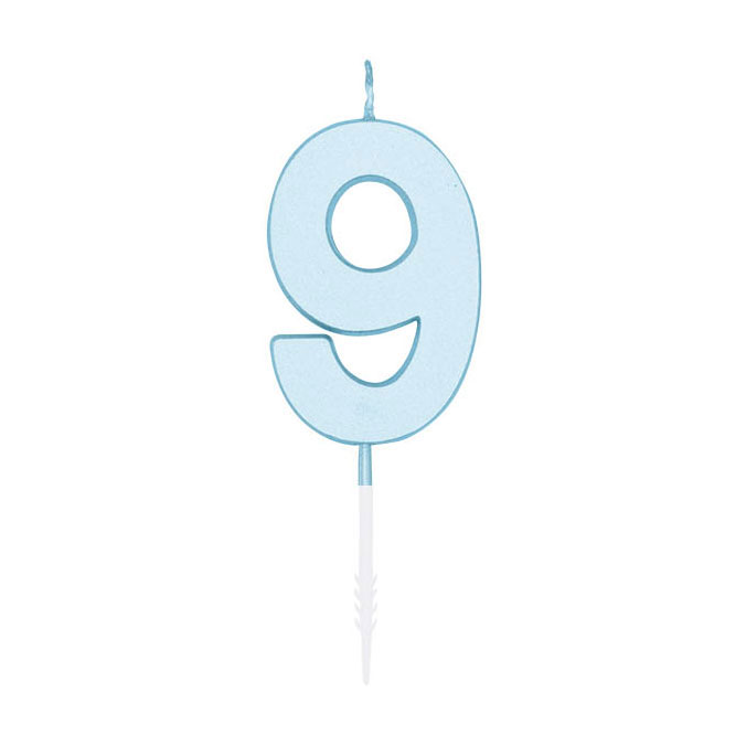 Taartkaars 4,5cm Pastel Blauw no. 9