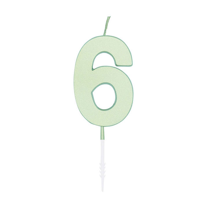 Taartkaars 4,5cm Pastel Mint no. 6