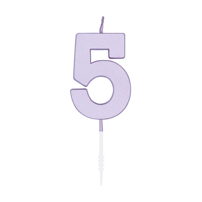 Bougie gâteau 4,5 cm Lilas pastel n° 5