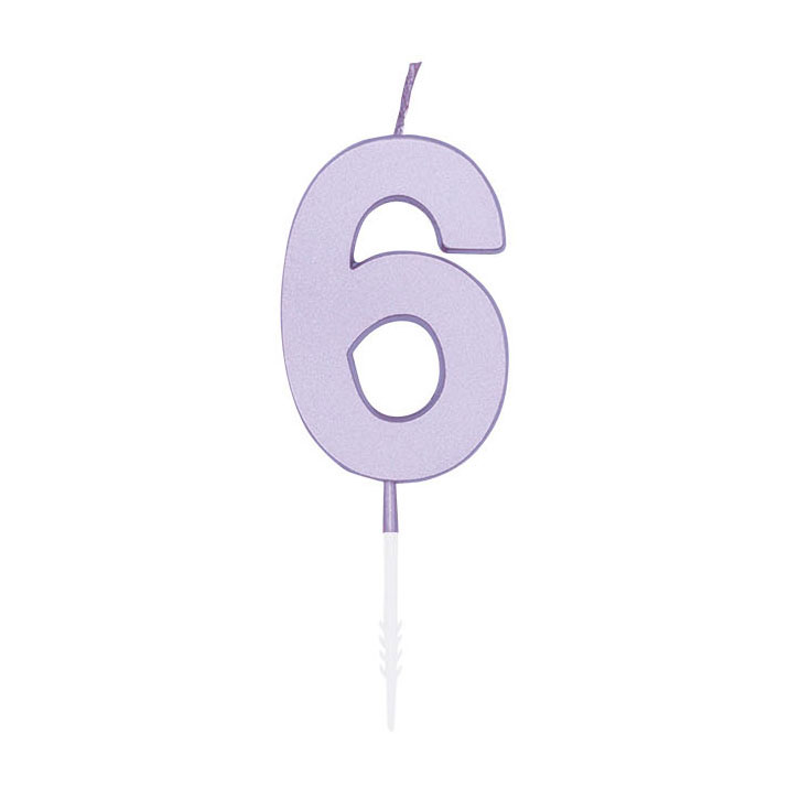 Bougie gâteau 4,5 cm Lilas pastel n° 6