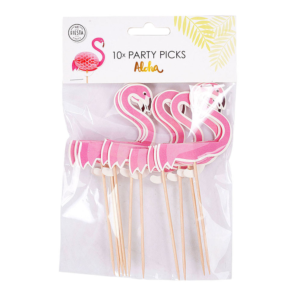 Cocktailprikkers Flamingo 10x6cm Aloha - 10st.