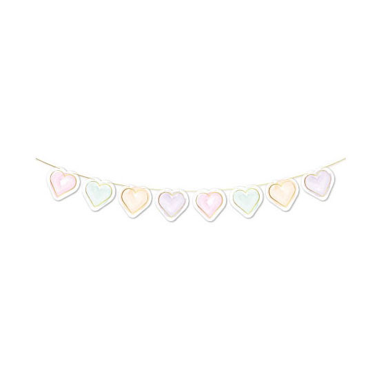 Papieren Guirlande Watercolors Hearts - 2m