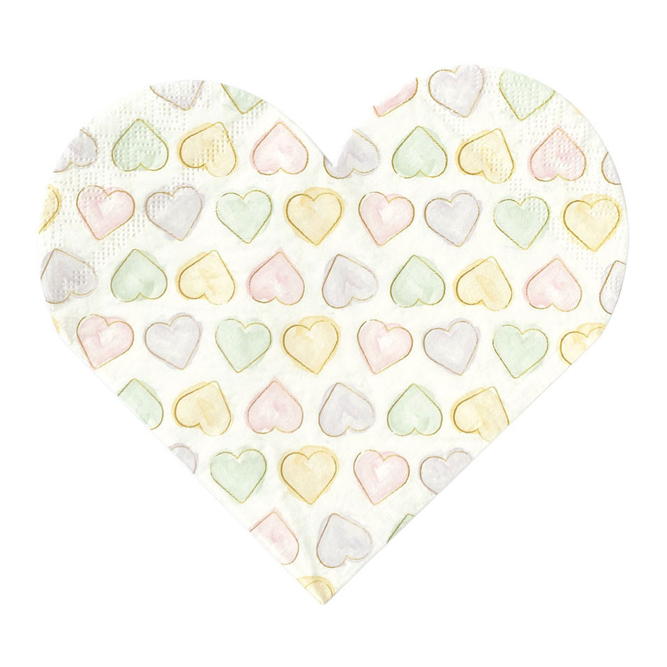 Papieren Servetten 33x33cm Watercolors Hearts - 20st.