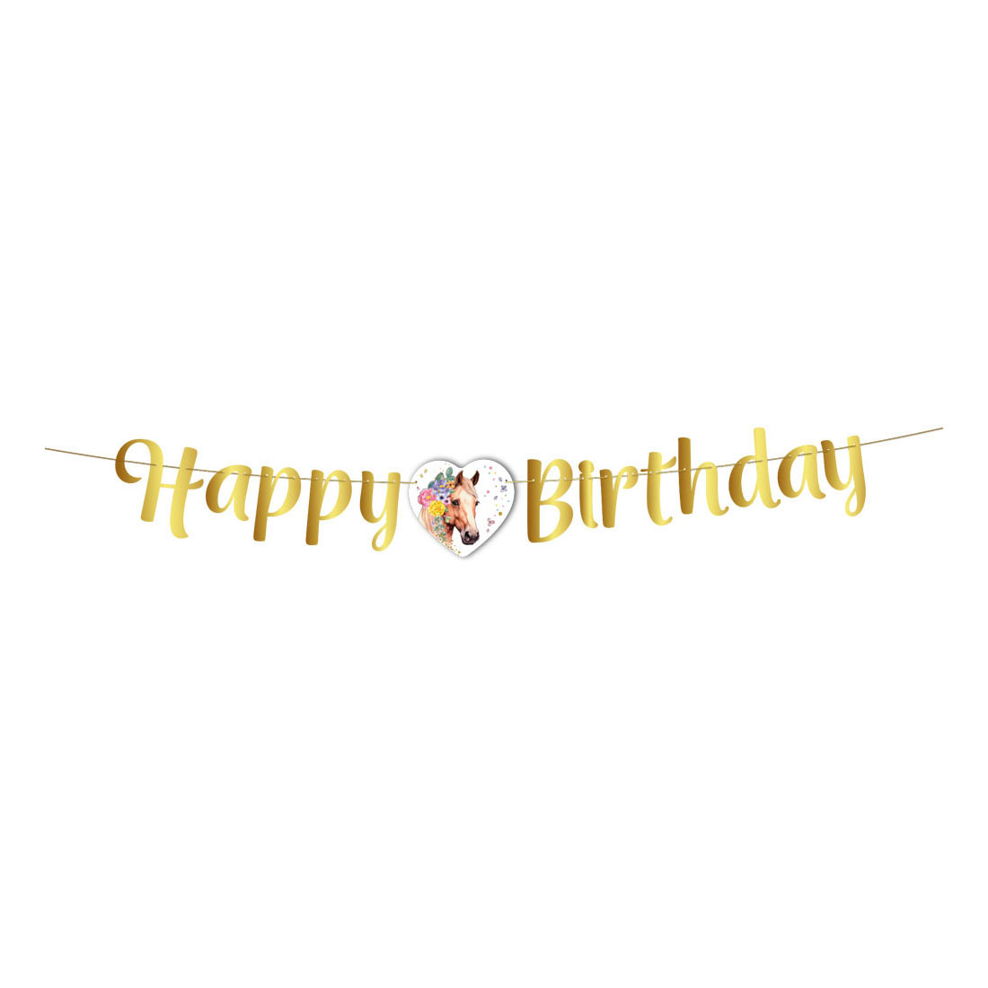 Vlaggenlijn Happy Birthday Paarden - 2m