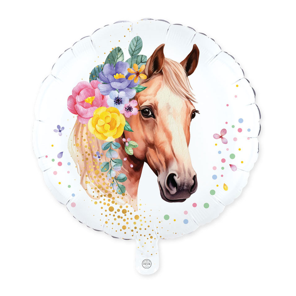 Ballon en aluminium rond de 45 cm (18 pouces) à motif de chevaux
