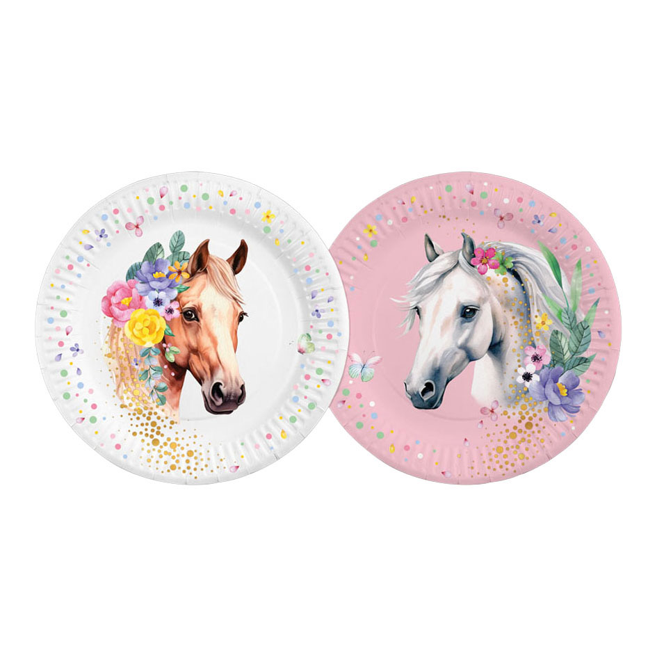 Assiettes en carton 23 cm Chevaux - 8 pièces