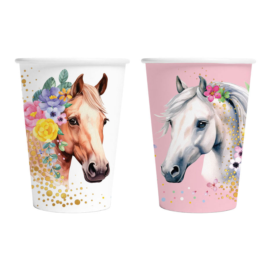 Gobelets en papier 210 ml Chevaux - 8 pièces