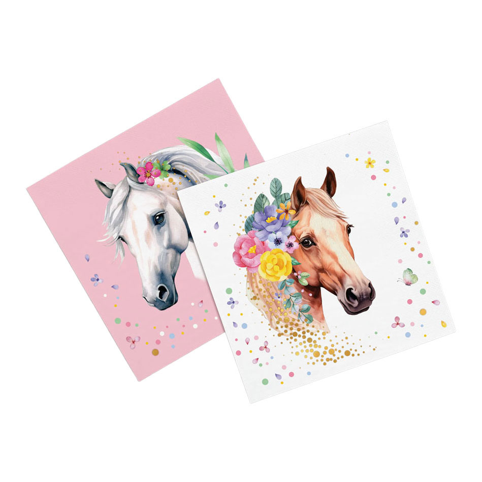 Serviettes en papier 33x33cm Chevaux - 20 pièces.