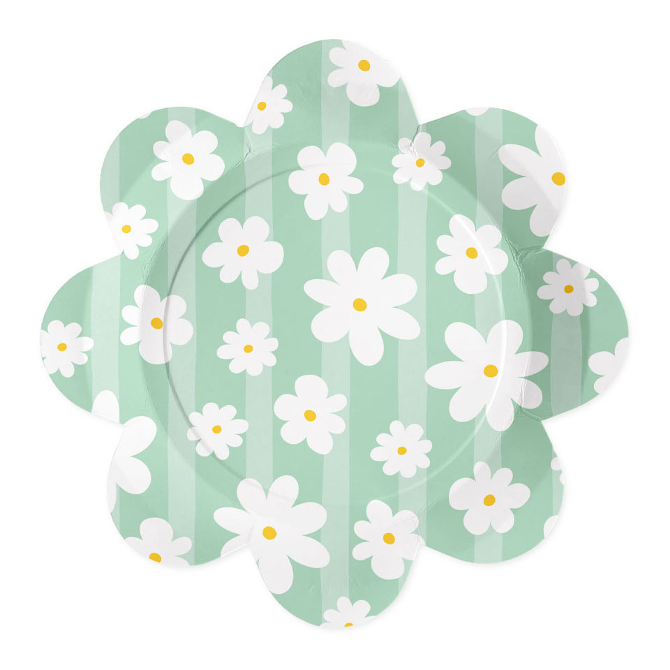Papieren Borden 23cm Madeliefjes - 8st.